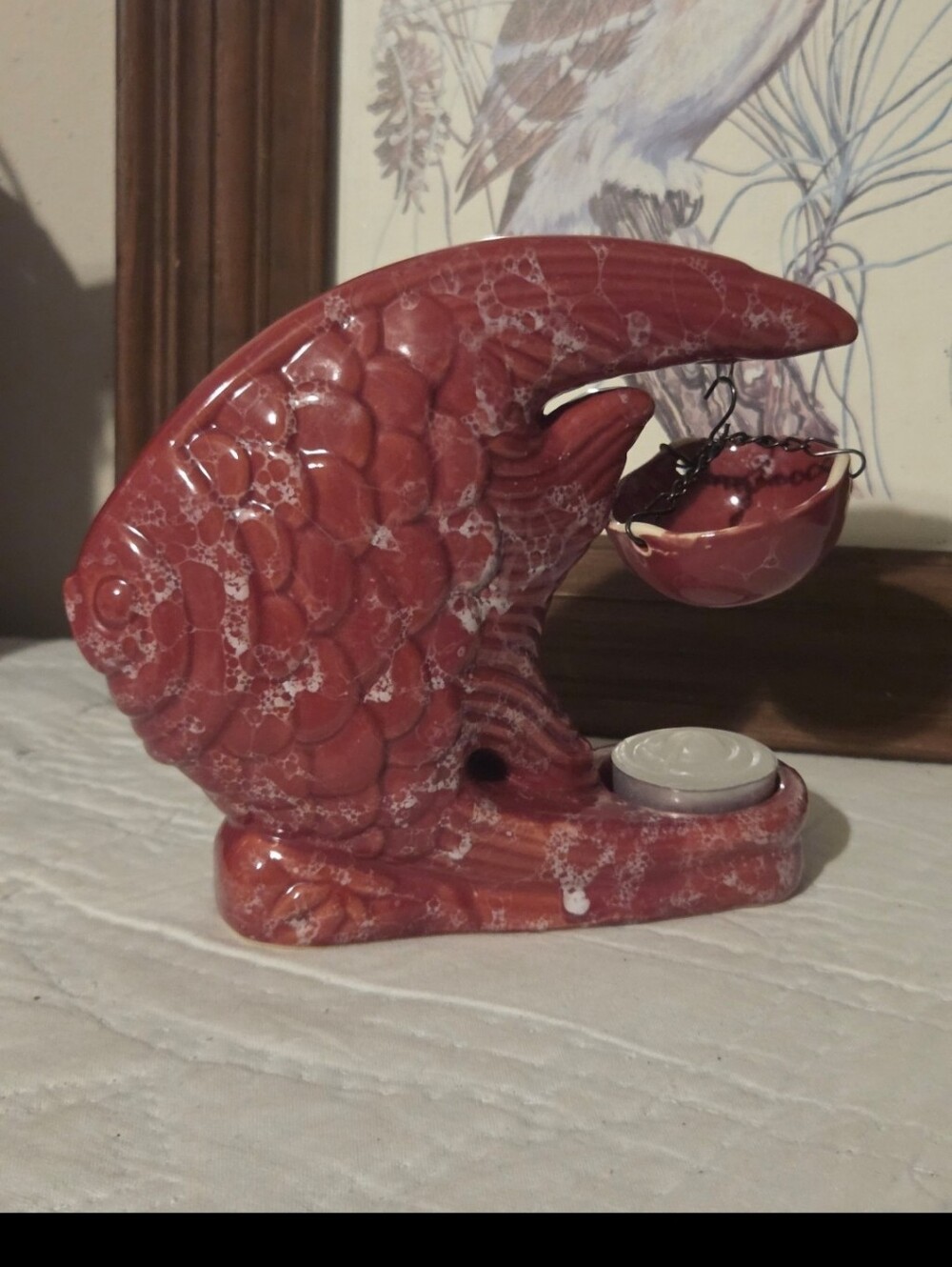 Fish ceramic Red fish wax melter burner hanging wax decor home decor beach boho
